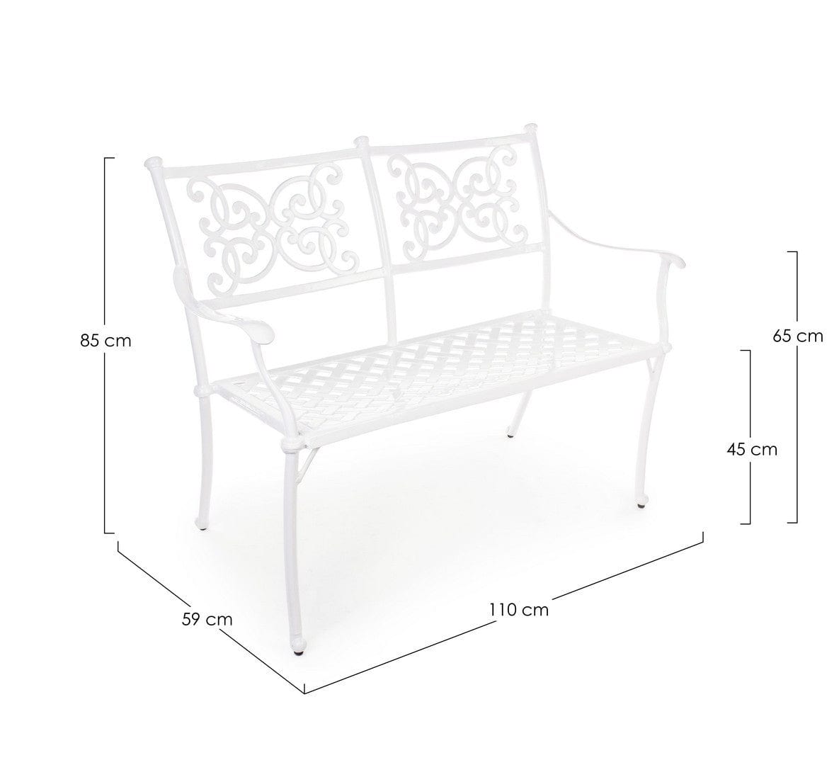 Banca pentru gradina / terasa, din metal, Giglio Alb, l110xA59xH85 cm (7)