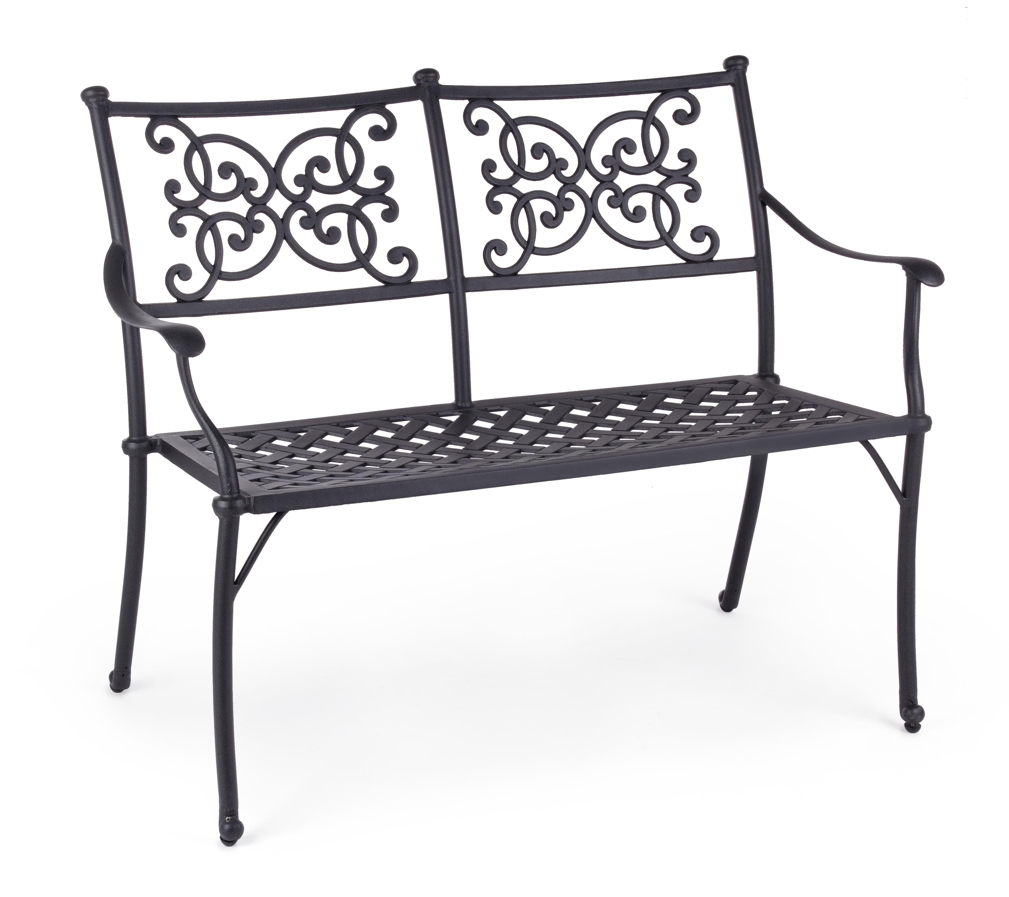 Banca pentru gradina / terasa, din metal, Giglio Gri Inchis, l110xA59xH85 cm