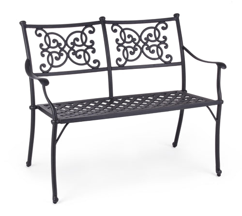 Banca pentru gradina / terasa, din metal, Giglio Gri Inchis, l110xA59xH85 cm