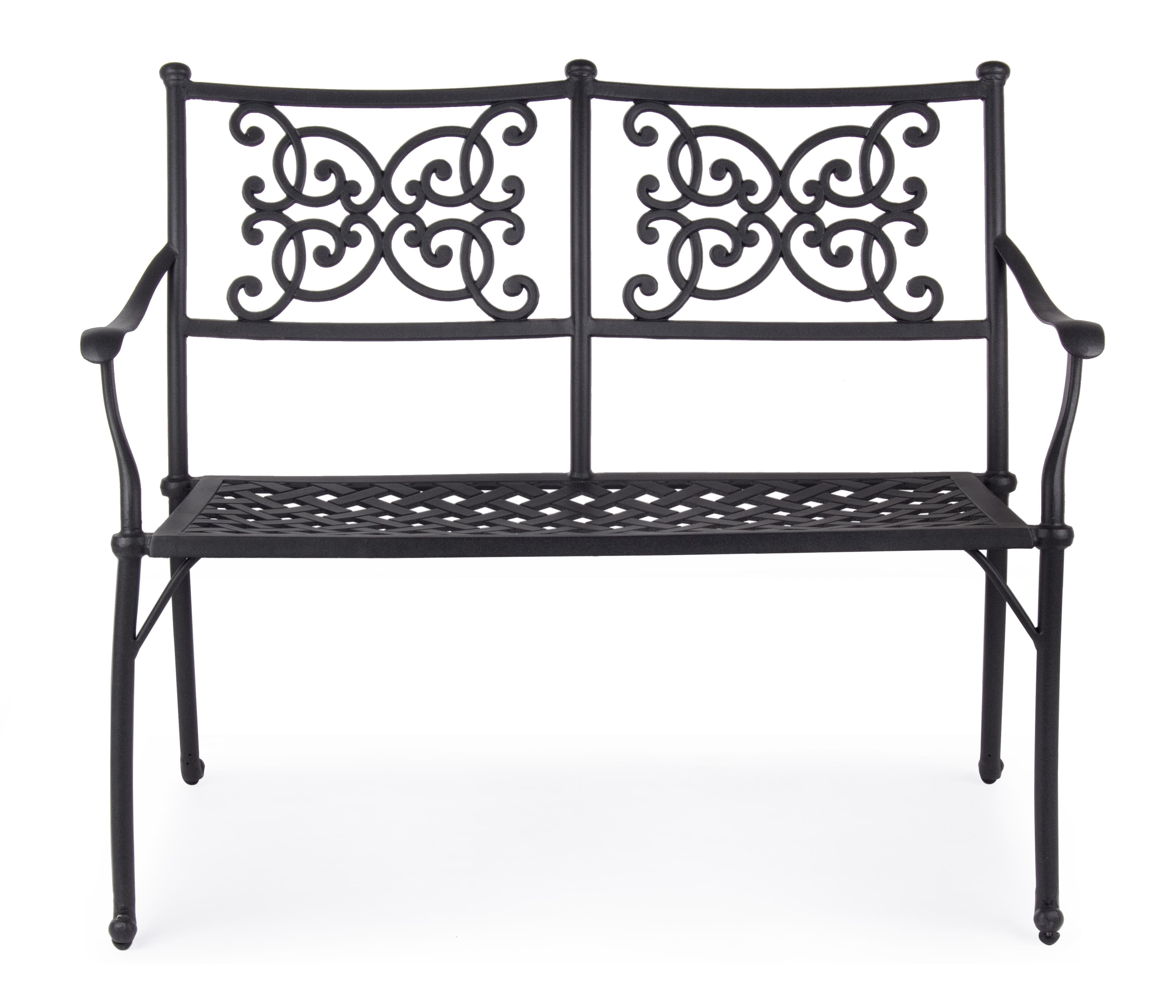 Banca pentru gradina / terasa, din metal, Giglio Gri Inchis, l110xA59xH85 cm (2)