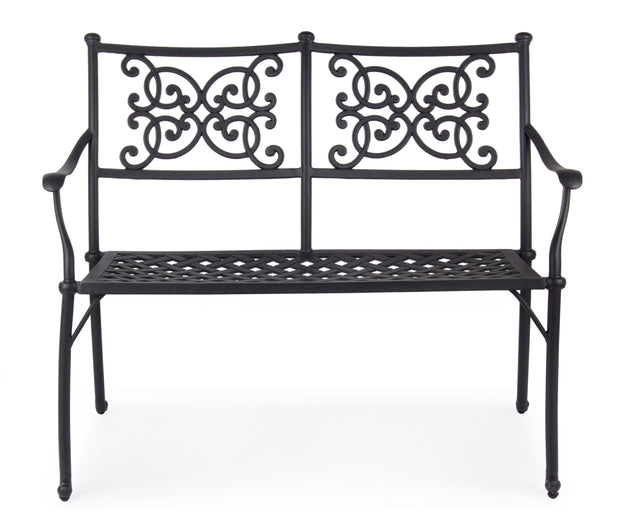 Banca pentru gradina / terasa, din metal, Giglio Gri Inchis, l110xA59xH85 cm (2)