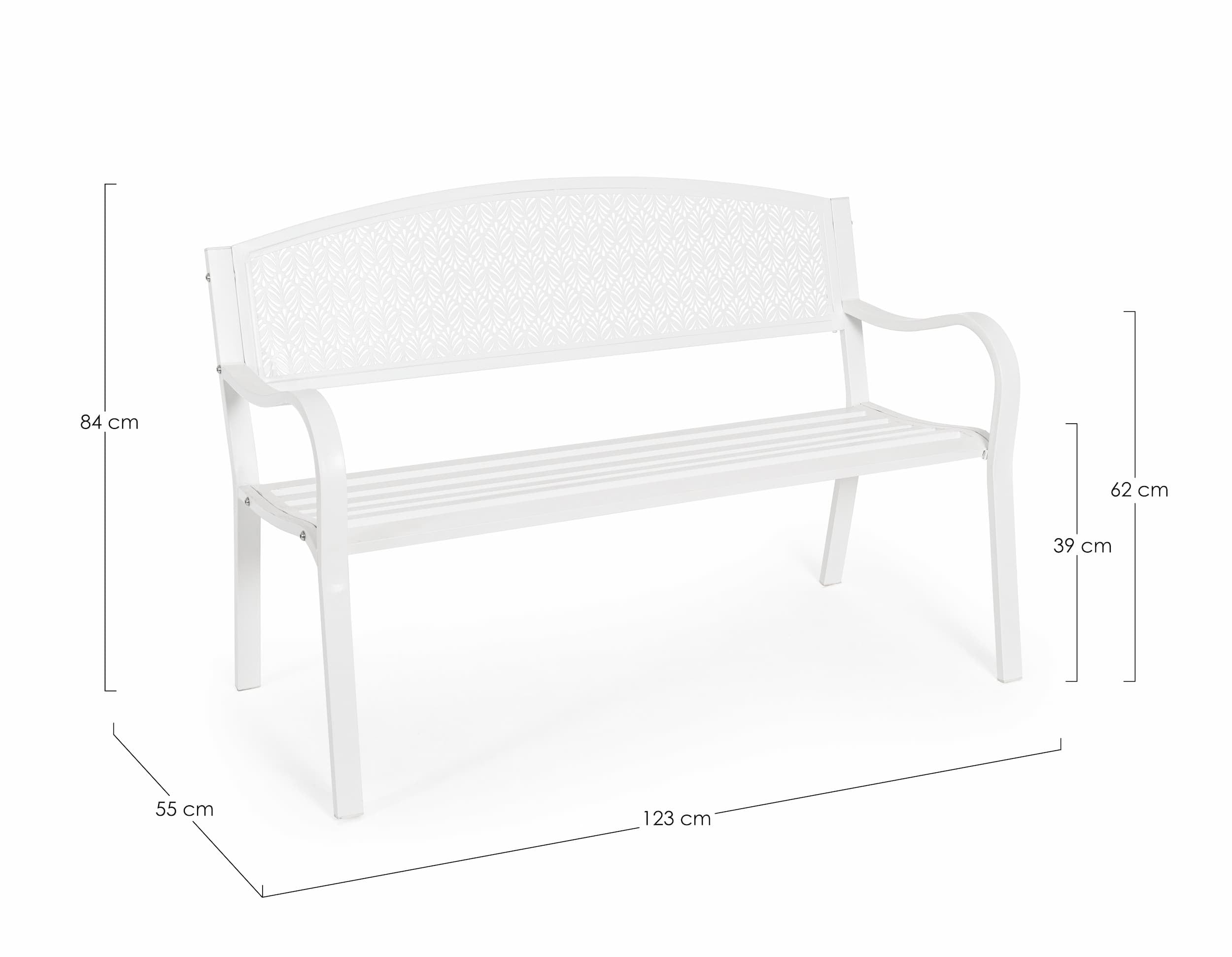 Banca pentru gradina / terasa, din metal, Lizette Alb Mat, l123xA55xH84 cm (3)