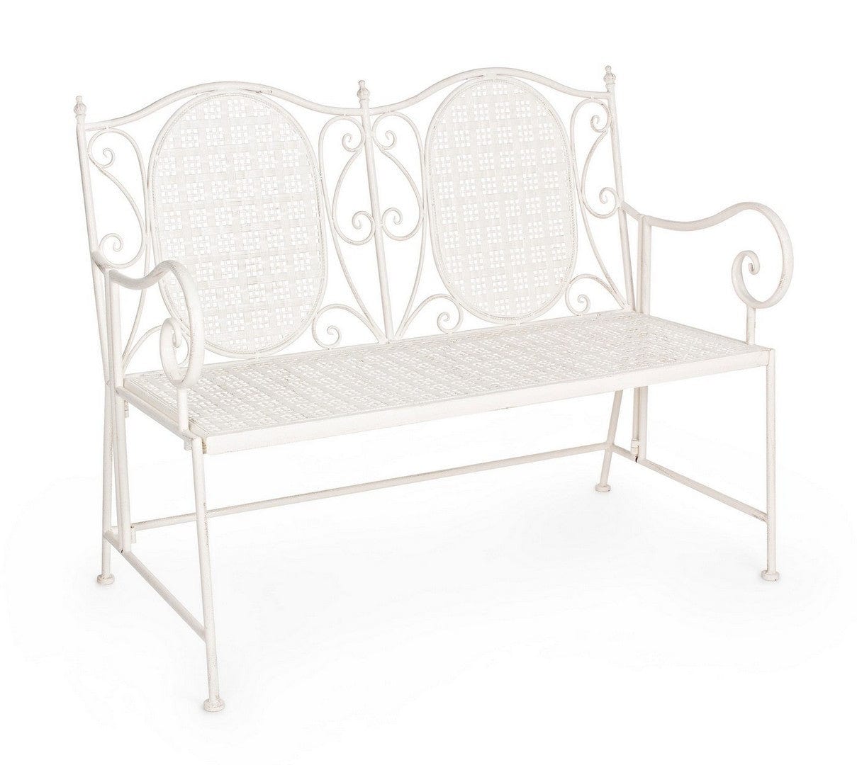 Banca pliabila pentru gradina / terasa, din metal, Emily Alb, l115xA60xH92 cm