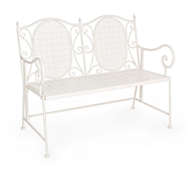 Banca pliabila pentru gradina / terasa, din metal, Emily Alb, l115xA60xH92 cm