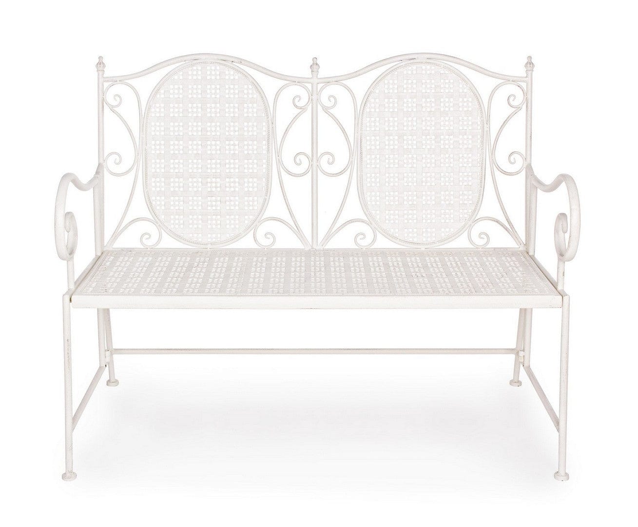 Banca pliabila pentru gradina / terasa, din metal, Emily Alb, l115xA60xH92 cm (2)