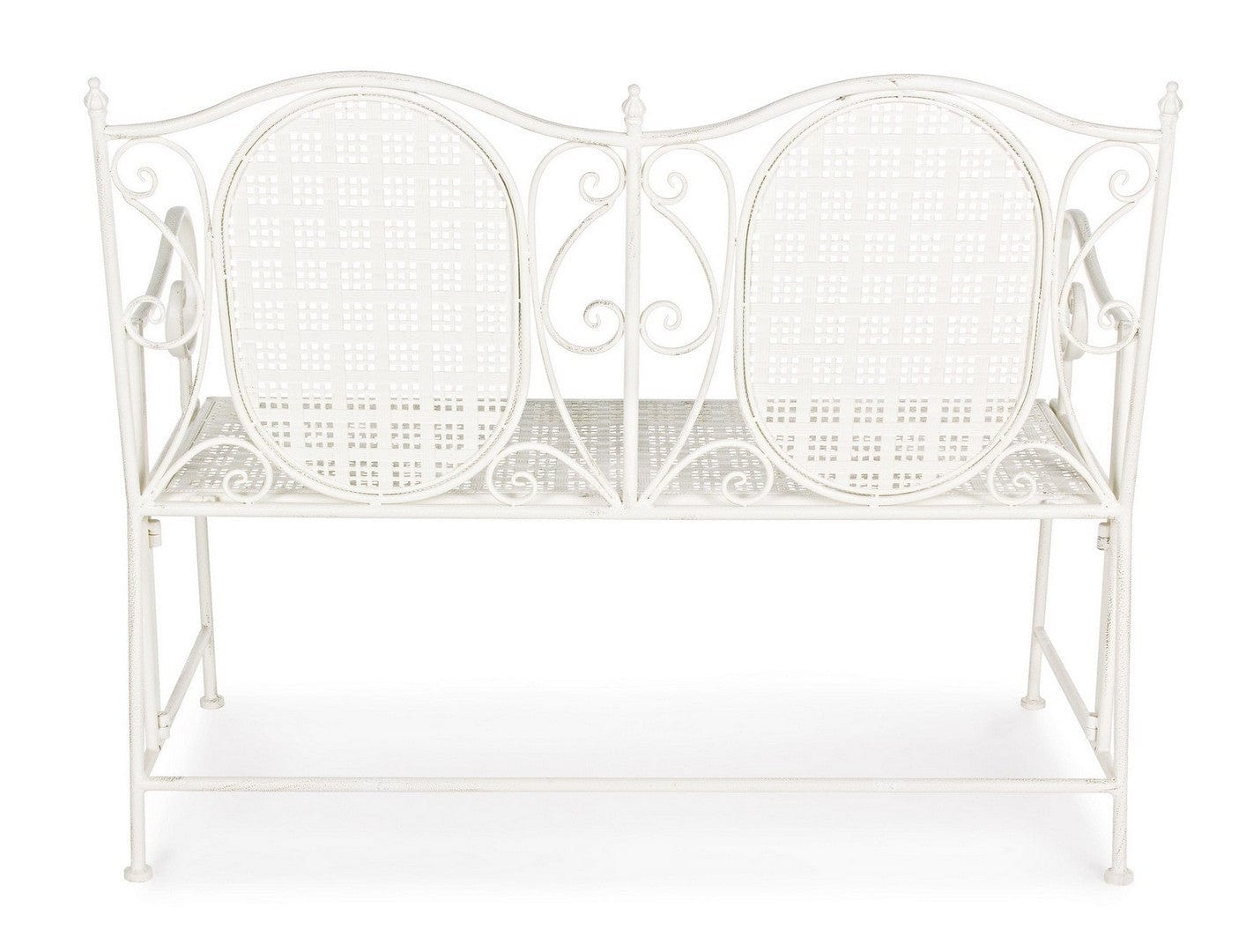 Banca pliabila pentru gradina / terasa, din metal, Emily Alb, l115xA60xH92 cm (3)