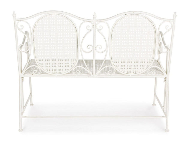 Banca pliabila pentru gradina / terasa, din metal, Emily Alb, l115xA60xH92 cm (3)