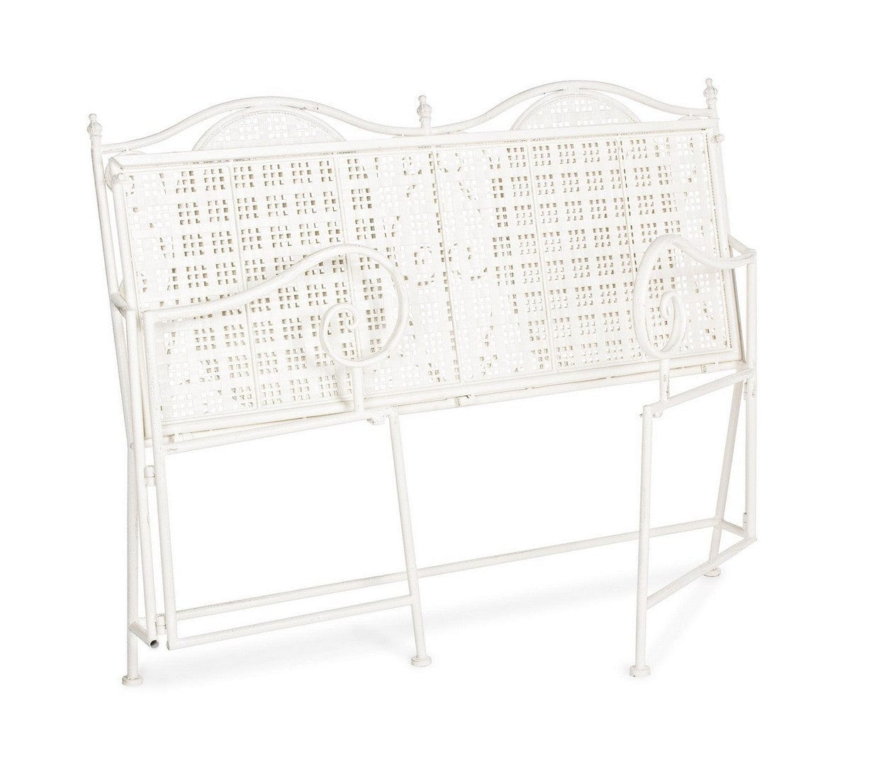 Banca pliabila pentru gradina / terasa, din metal, Emily Alb, l115xA60xH92 cm (6)