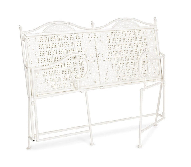 Banca pliabila pentru gradina / terasa, din metal, Emily Alb, l115xA60xH92 cm (6)
