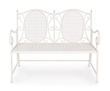 Banca pliabila pentru gradina / terasa, din metal, Emily Alb, l115xA60xH92 cm (10)