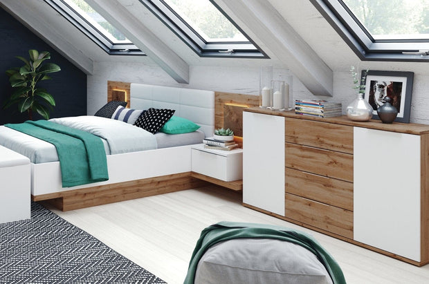 BFSummer Banca tapitata cu piele ecologica Livorno 65 Oak / White, l165xA35xH53 cm