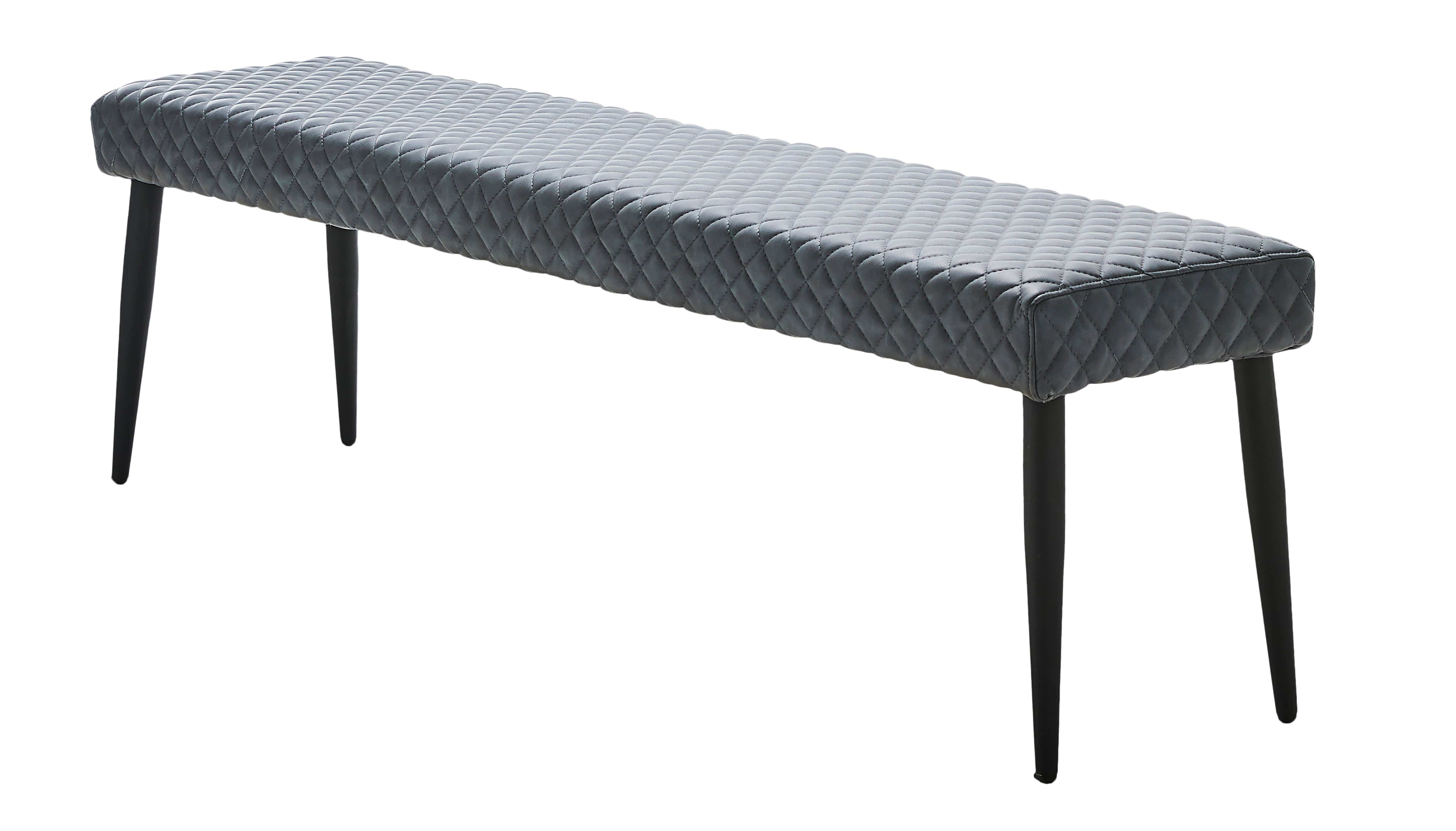 Unique Furniture A/S Banca tapitata cu piele ecologica si picioare metalice, Ottowa Gri / Negru, l160xA34xH46 cm