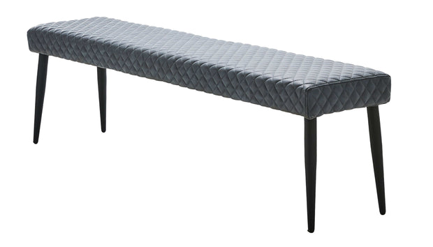 Unique Furniture A/S Banca tapitata cu piele ecologica si picioare metalice, Ottowa Gri / Negru, l160xA34xH46 cm
