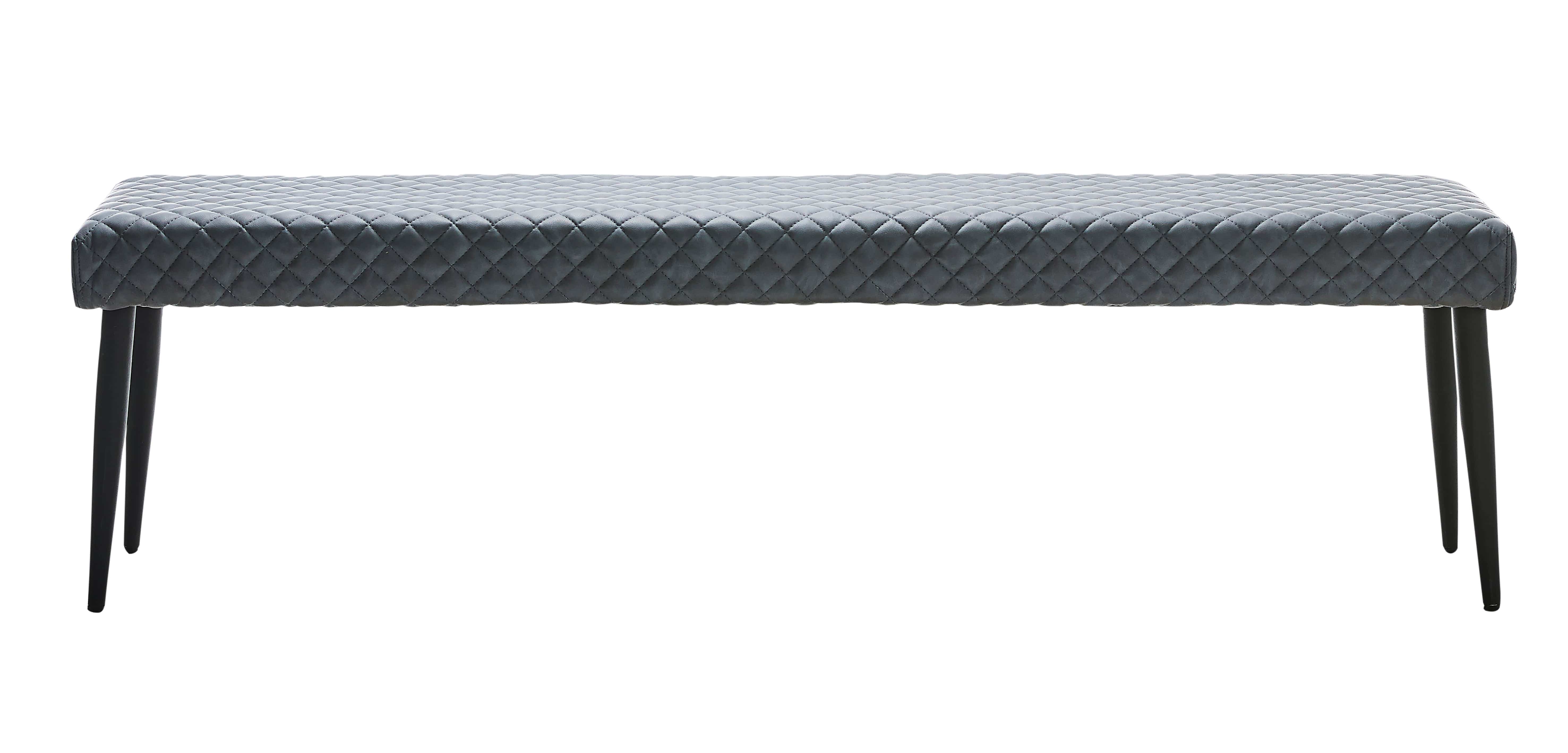 Unique Furniture A/S Banca tapitata cu piele ecologica si picioare metalice, Ottowa Gri / Negru, l160xA34xH46 cm