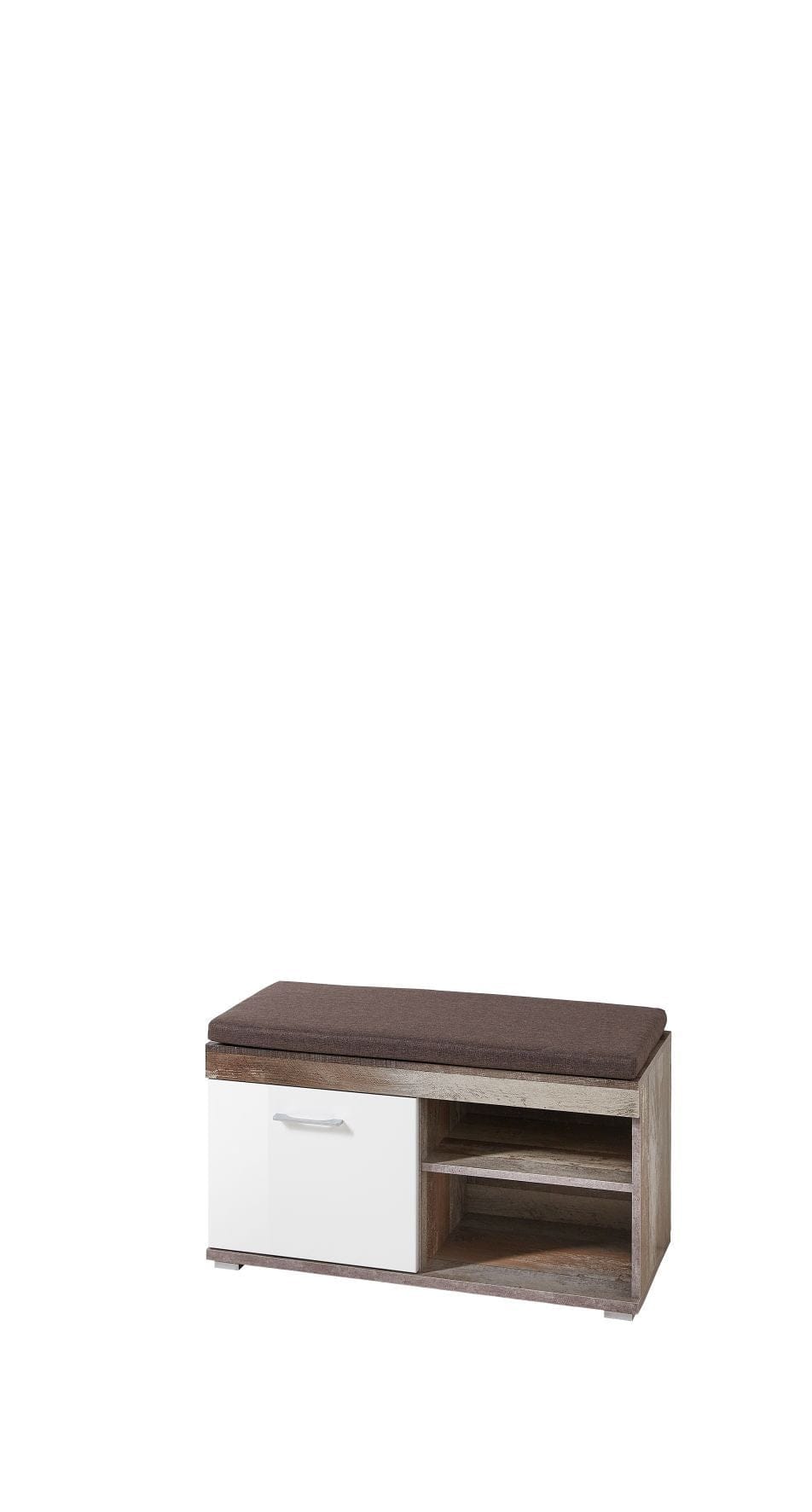 BFSummer Banca tapitata cu stofa cu 1 usa Krone Maro / Alb, l90xA38xH46 cm