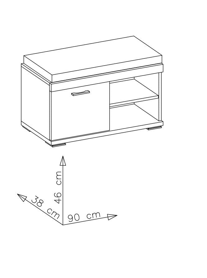BFSummer Banca tapitata cu stofa cu 1 usa Krone Maro / Alb, l90xA38xH46 cm