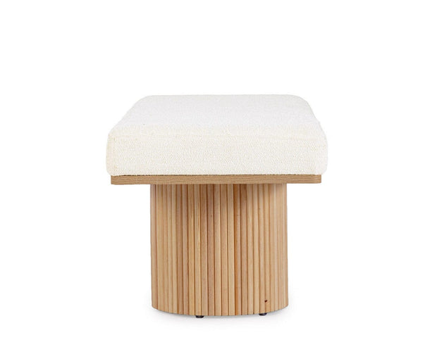 Banca tapitata cu stofa, Floriana Alb / Natural, l122xA46xH42,5 cm (3)