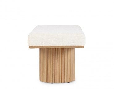 Banca tapitata cu stofa, Floriana Alb / Natural, l122xA46xH42,5 cm (9)