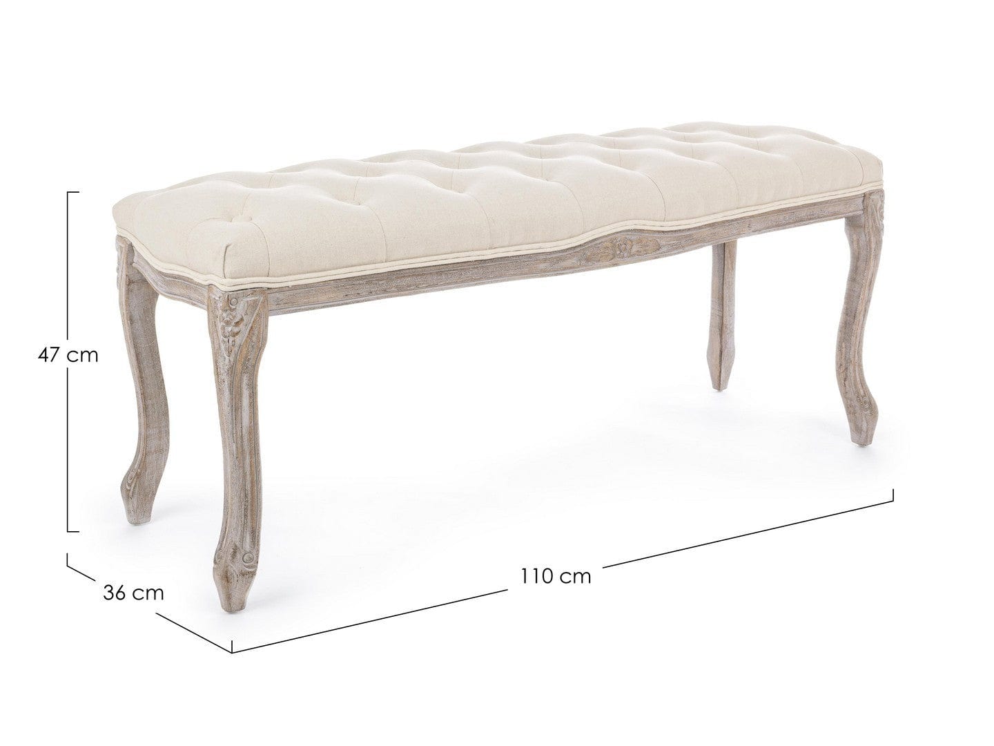 Banca tapitata cu stofa, Mathilde Natural, l110xA36xH47 cm (1)