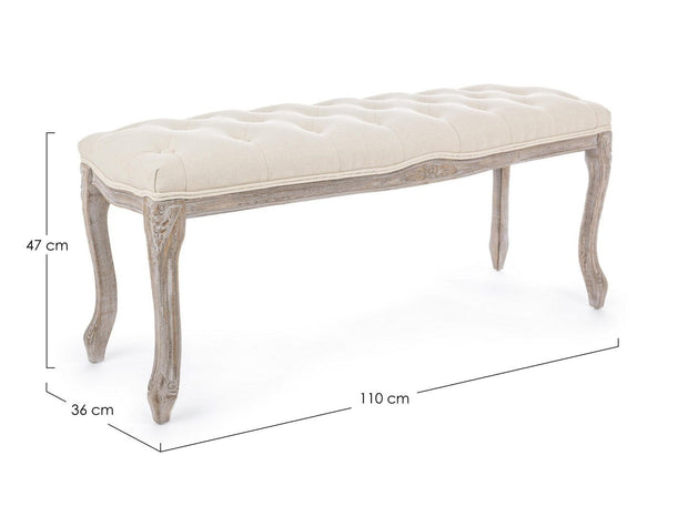 Banca tapitata cu stofa, Mathilde Natural, l110xA36xH47 cm (1)