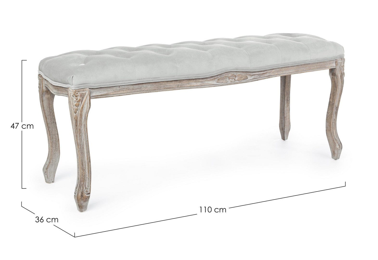 Banca tapitata cu stofa, Mathilde Velvet Gri, l110xA36xH47 cm (1)