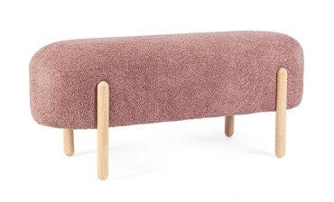 Banca tapitata cu stofa si picioare din lemn, Dayla Canyon Roz Antic, l108xA41,5xH48 cm (5)