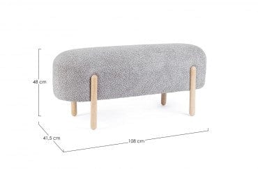 Banca tapitata cu stofa si picioare din lemn, Dayla Gri Deschis, l108xA41,5xH48 cm (6)