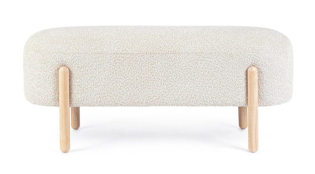Banca tapitata cu stofa si picioare din lemn, Dayla Natural, l108xA41,5xH48 cm (2)