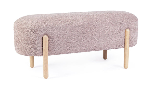Banca tapitata cu stofa si picioare din lemn, Dayla Roz Antic, l108xA41,5xH48 cm