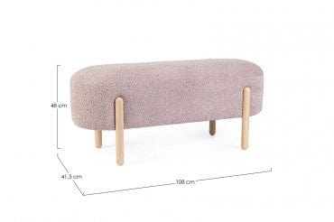 Banca tapitata cu stofa si picioare din lemn, Dayla Roz Antic, l108xA41,5xH48 cm (6)