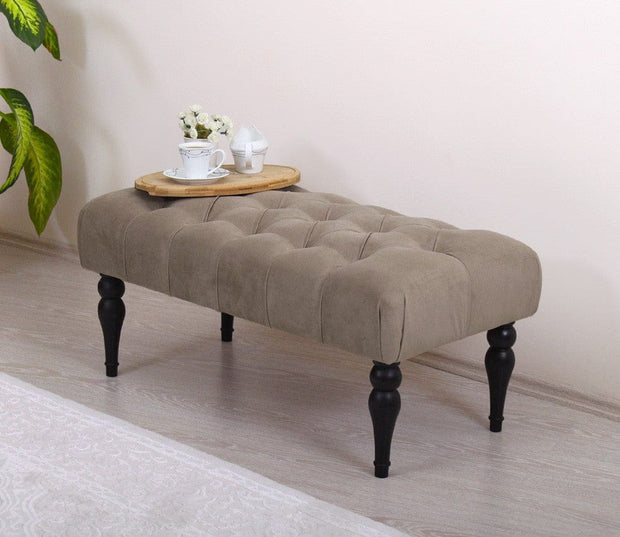 Banca tapitata cu stofa si picioare din lemn, Missus Maro / Negru, l92xA48xH43 cm (1)