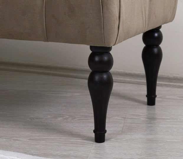 Banca tapitata cu stofa si picioare din lemn, Missus Maro / Negru, l92xA48xH43 cm (2)