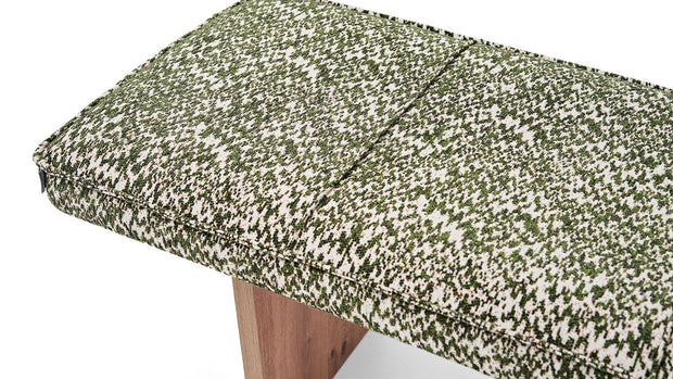 Dogtas Banca tapitata cu stofa si picioare din lemn, Solid Verde / Natural, l132xA46,5XH43 cm