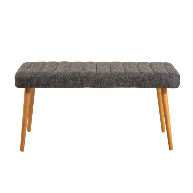 Banca tapitata cu stofa si picioare din lemn, Stormi Antracit / Natural, l100xA39xH48 cm (1)