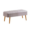 Banca tapitata cu stofa si picioare din lemn, Vina 0701 Velvet Gri / Natural, l110xA40xH50 cm