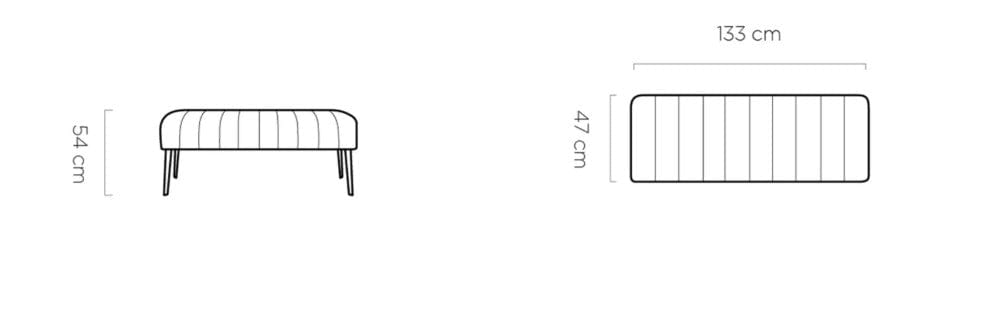 Wersal Banca tapitata cu stofa si picioare metalice, Altis, l133xA47xH54 cm