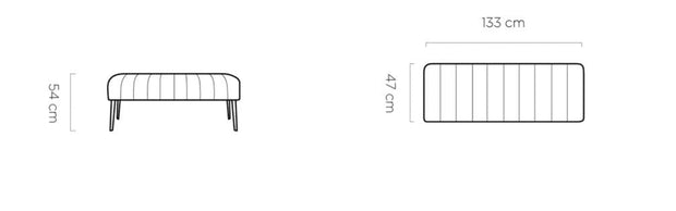 Wersal Banca tapitata cu stofa si picioare metalice, Altis, l133xA47xH54 cm