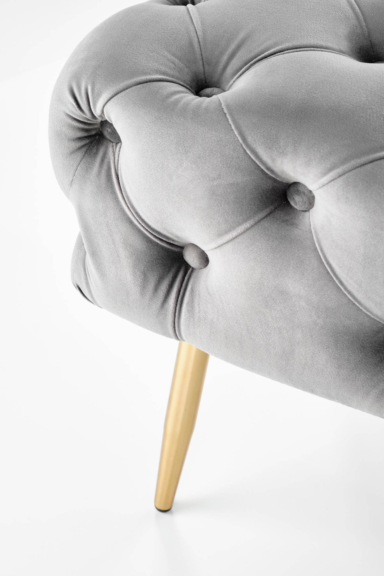 Banca tapitata cu stofa si picioare metalice Athena Velvet Gri / Auriu, l100xA45xH40 cm (2)