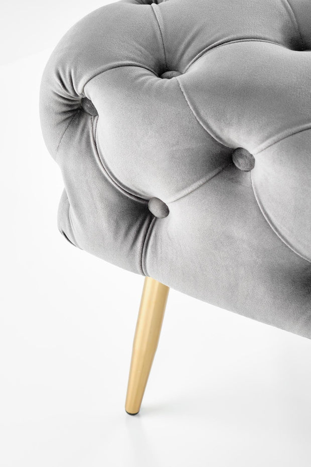 Banca tapitata cu stofa si picioare metalice Athena Velvet Gri / Auriu, l100xA45xH40 cm (2)