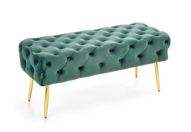 Halmar Banca tapitata cu stofa si picioare metalice Athena Velvet Verde / Auriu, l100xA45xH40 cm