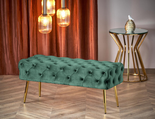 Halmar Banca tapitata cu stofa si picioare metalice Athena Velvet Verde / Auriu, l100xA45xH40 cm