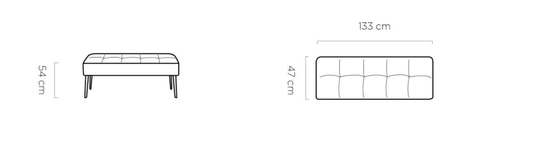 Wersal Banca tapitata cu stofa si picioare metalice, Bancos, l133xA47xH54 cm