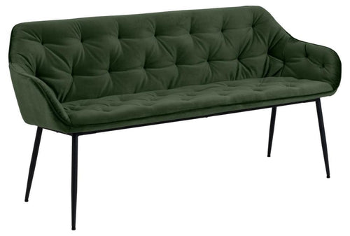 Actona Banca tapitata cu stofa si picioare metalice, Brooke Velvet Verde Inchis / Negru, l167xA57xH84,5 cm