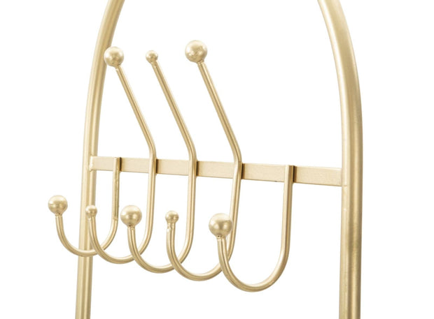 Banca tapitata cu stofa si picioare metalice, cu suport pantofi si cuier, Piramid Velvet Auriu / Negru, l80xA38,5xH180 cm (7)