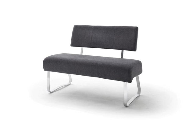 BFSummer Banca tapitata cu stofa si picioare metalice Foshan Antracit / Crom, l120xA64xH87 cm