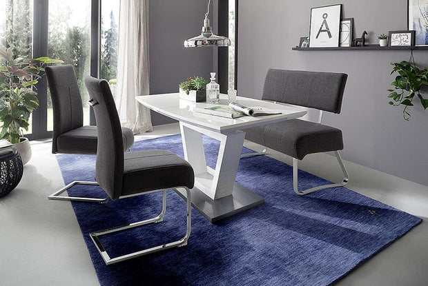 BFSummer Banca tapitata cu stofa si picioare metalice Foshan Antracit / Crom, l120xA64xH87 cm