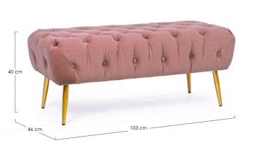 Banca tapitata cu stofa si picioare metalice, Giacinta Velvet Roz, l103xA46xH40 cm (8)