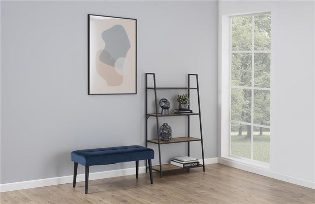 Actona Banca tapitata cu stofa si picioare metalice Glory Velvet Albastru inchis / Negru, l95xA38xH45 cm