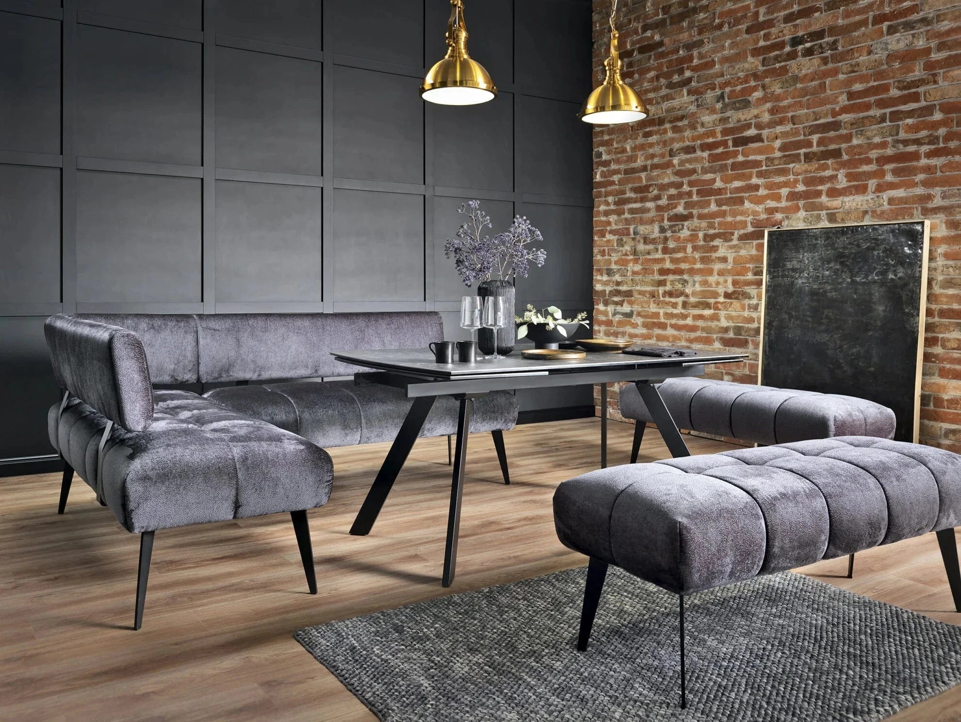 Wersal Banca tapitata cu stofa si picioare metalice, Milos, l133xA47xH54 cm