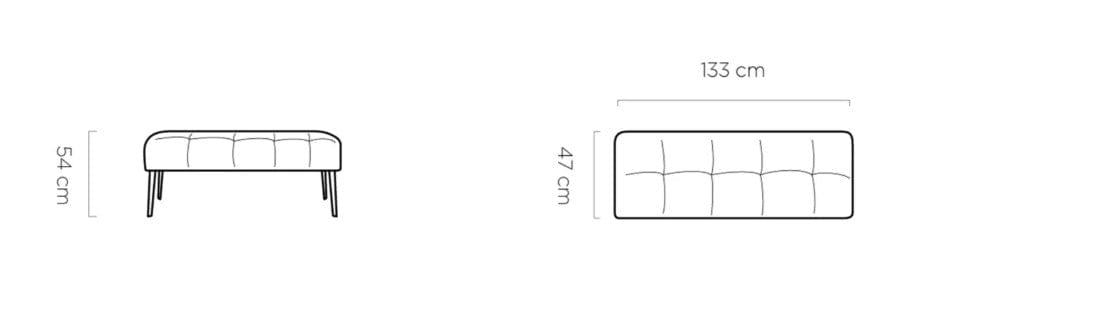 Wersal Banca tapitata cu stofa si picioare metalice, Milos, l133xA47xH54 cm
